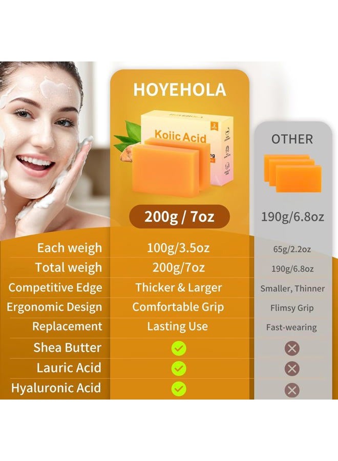 HOYEHOLA Kojic Acid Turmeric Soap Bar - Dark Spot Remover for Face Even Skin Tone, Moisturizing & Nourishing Natural Ingredients 2Packs - Image 4