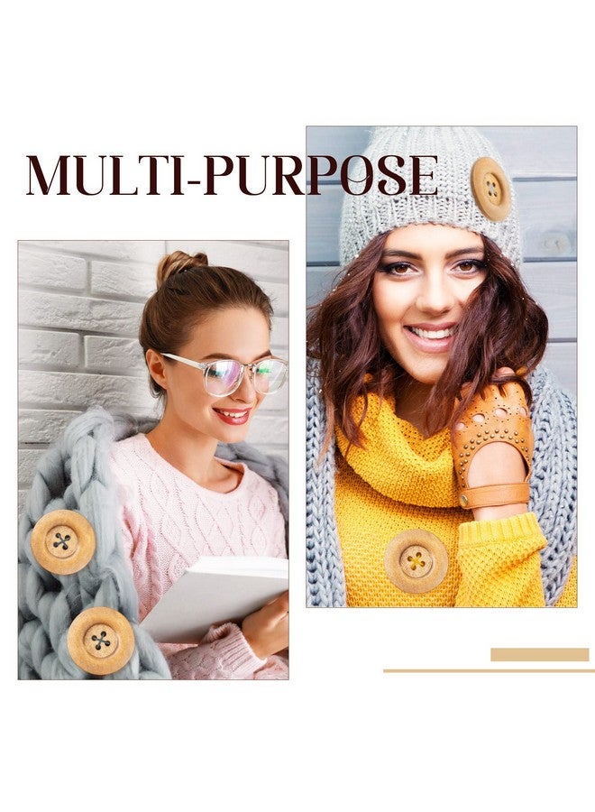 Mtlee 30 Pieces Large Size Wood Buttons 2.36 Inch Round Sewing Button 4 Holes Large Buttons For Crafts Sewing Large Wooden Buttons For Diy Clothing Bag Decoration Supplies (Wood Color) - Image 5