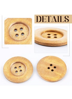 Mtlee 30 Pieces Large Size Wood Buttons 2.36 Inch Round Sewing Button 4 Holes Large Buttons For Crafts Sewing Large Wooden Buttons For Diy Clothing Bag Decoration Supplies (Wood Color)  - Image 3