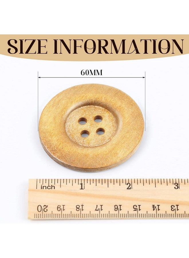 Mtlee 30 Pieces Large Size Wood Buttons 2.36 Inch Round Sewing Button 4 Holes Large Buttons For Crafts Sewing Large Wooden Buttons For Diy Clothing Bag Decoration Supplies (Wood Color) - Image 2