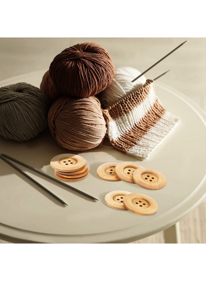 Mtlee 30 Pieces Large Size Wood Buttons 2.36 Inch Round Sewing Button 4 Holes Large Buttons For Crafts Sewing Large Wooden Buttons For Diy Clothing Bag Decoration Supplies (Wood Color) - Image 4