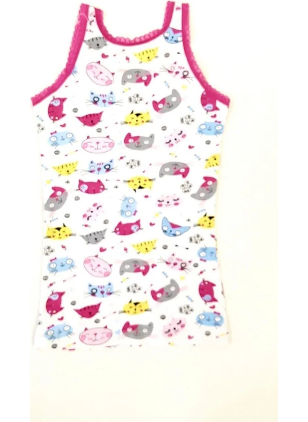 Tutku 0848 Girls Elastane Printed Wide Strap Undershirt 6 Pieces