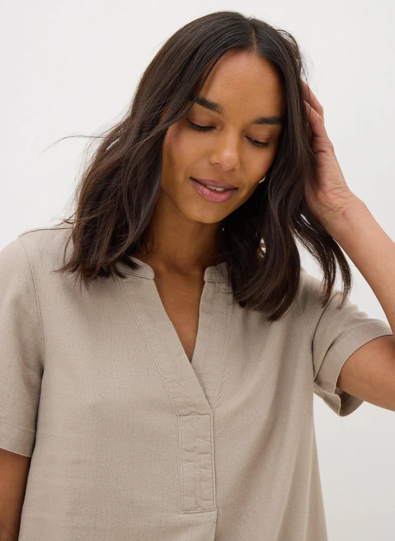 Matalan Taupe Linen Blend Shift Dress