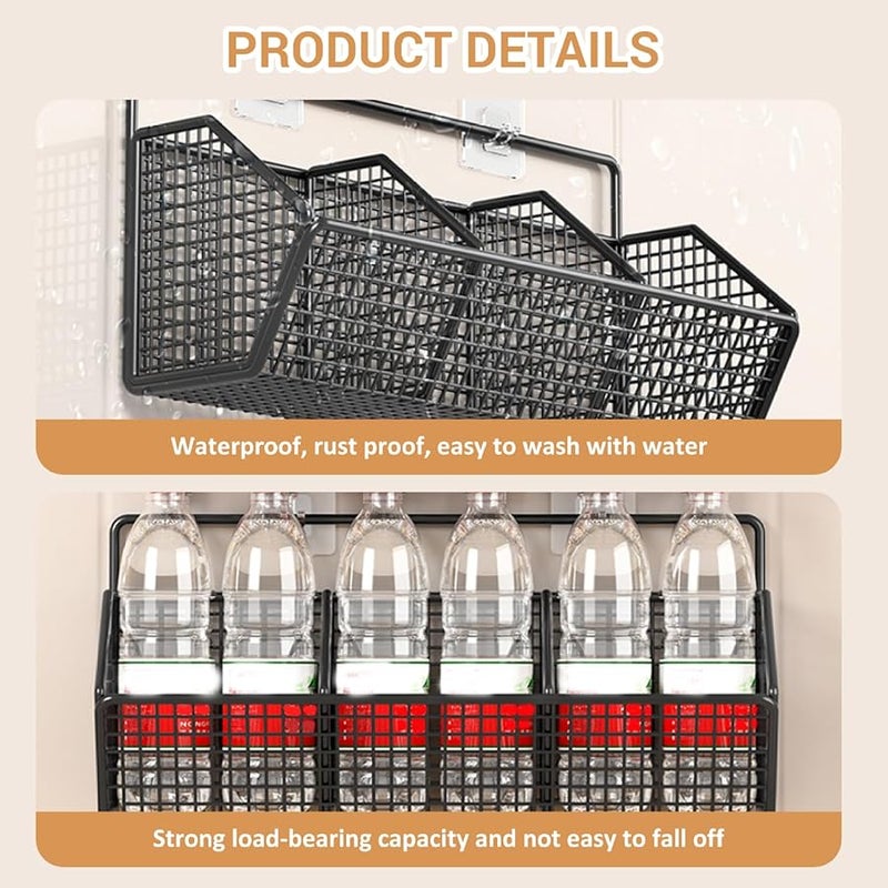 White Self Adhesive Metal Mesh Wall Basket 3 Grids Removable Storage Bins For Kitchen Bathroom Cabinets - Image 4