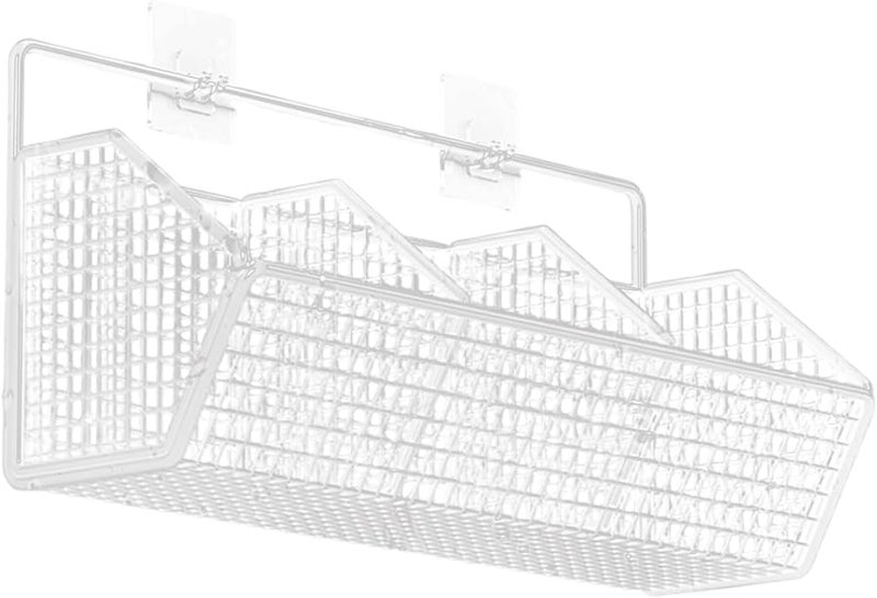 White Self Adhesive Metal Mesh Wall Basket 3 Grids Removable Storage Bins For Kitchen Bathroom Cabinets - Image 1