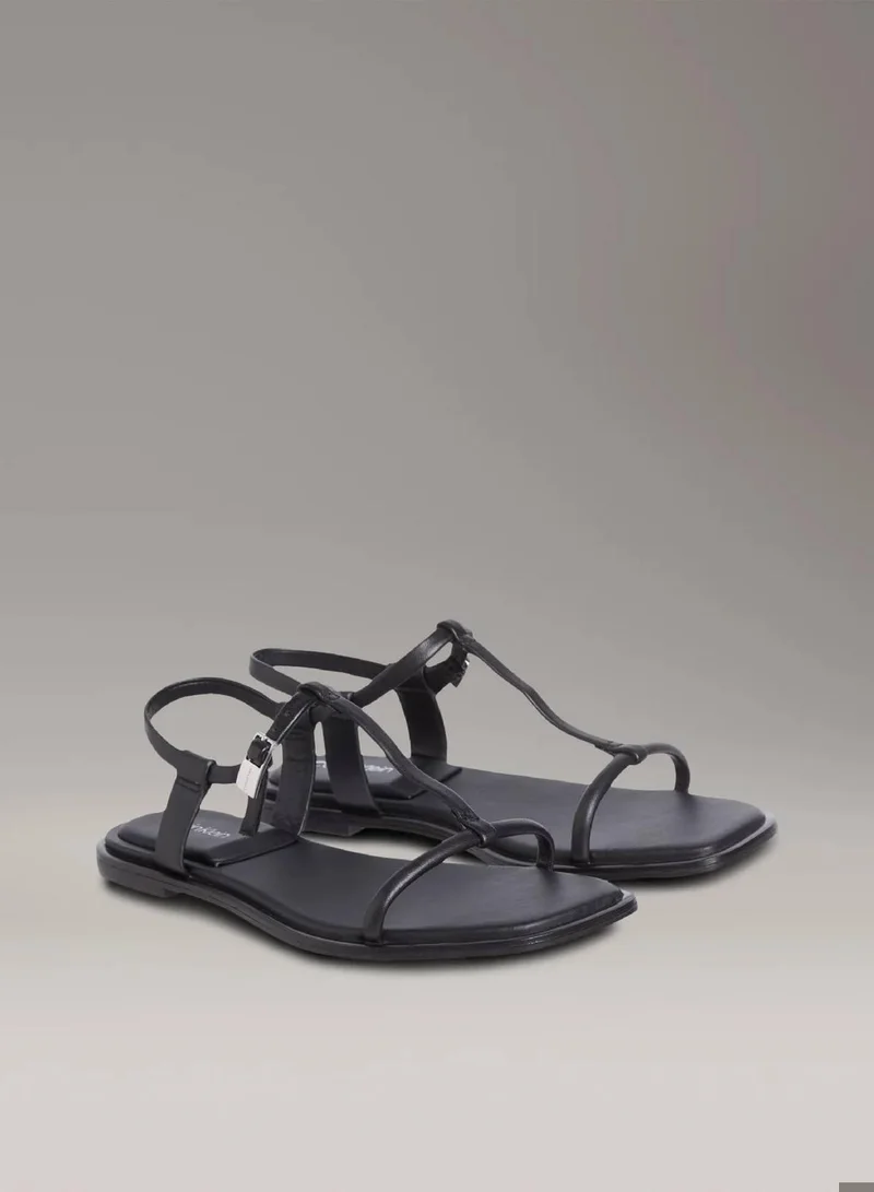 Calvin Klein Ck Black Leather Sandals for Women | Best Price UAE