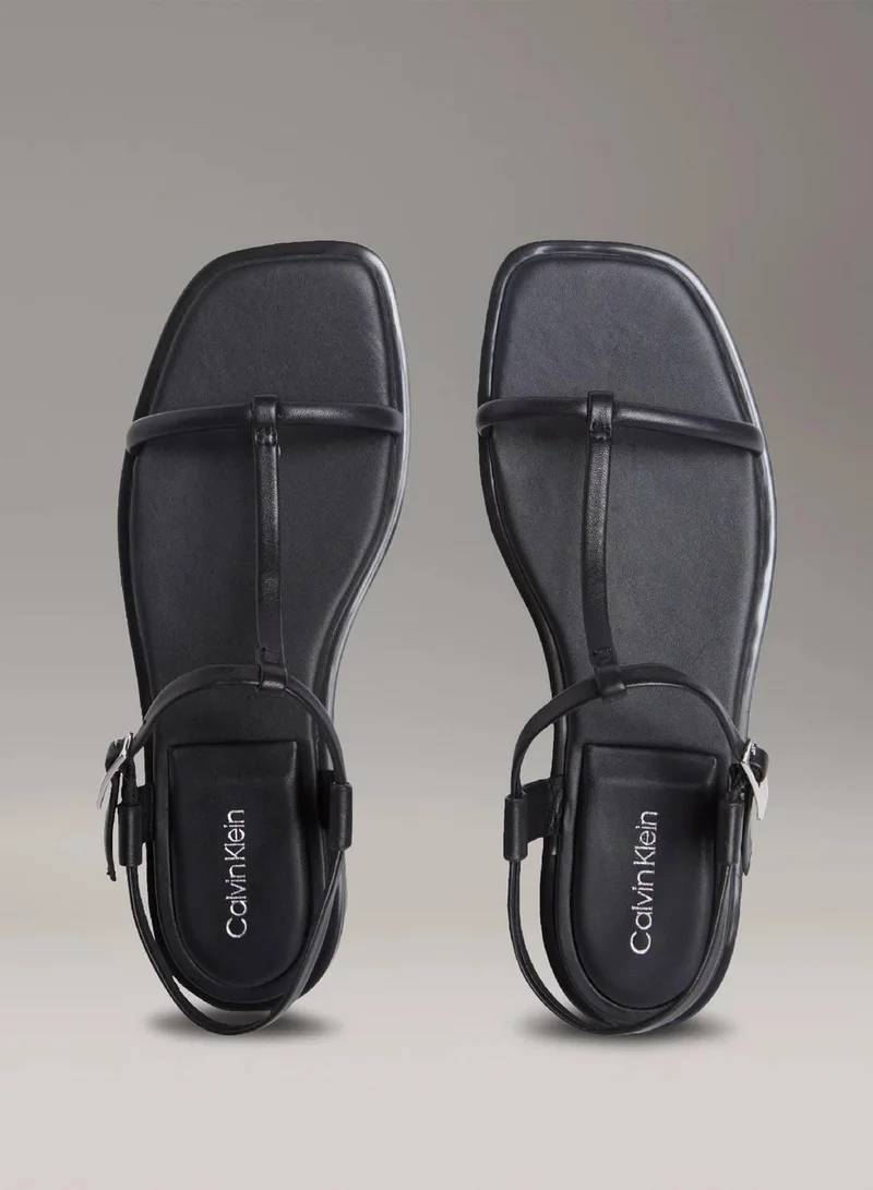 Calvin Klein Ck Black Leather Sandals for Women | Best Price UAE