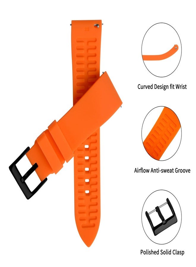 TStrap Silicone Watch Strap 24mm - Orange Quick Release Watch Band for Mens Womens - Military Waterproof Smart Watches Bracelet Replacement with Clasp Ladies - 18mm 19mm 20mm 21mm 22mm 24mm - Image 4