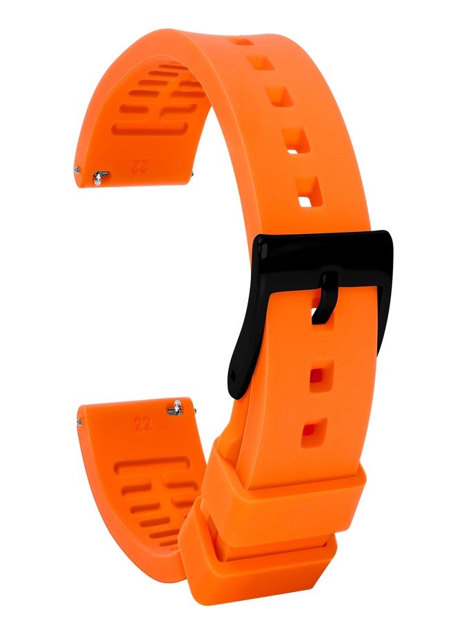 TStrap Silicone Watch Strap 24mm - Orange Quick Release Watch Band for Mens Womens - Military Waterproof Smart Watches Bracelet Replacement with Clasp Ladies - 18mm 19mm 20mm 21mm 22mm 24mm - Image 1