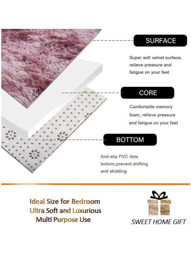 Berma Baby Velvet carpet, long shag carpet, modern carpet, fluffy living room carpet, super soft indoor carpet, suitable for bedroom, dining room home decoration, pink 160*200 cm - Image 2