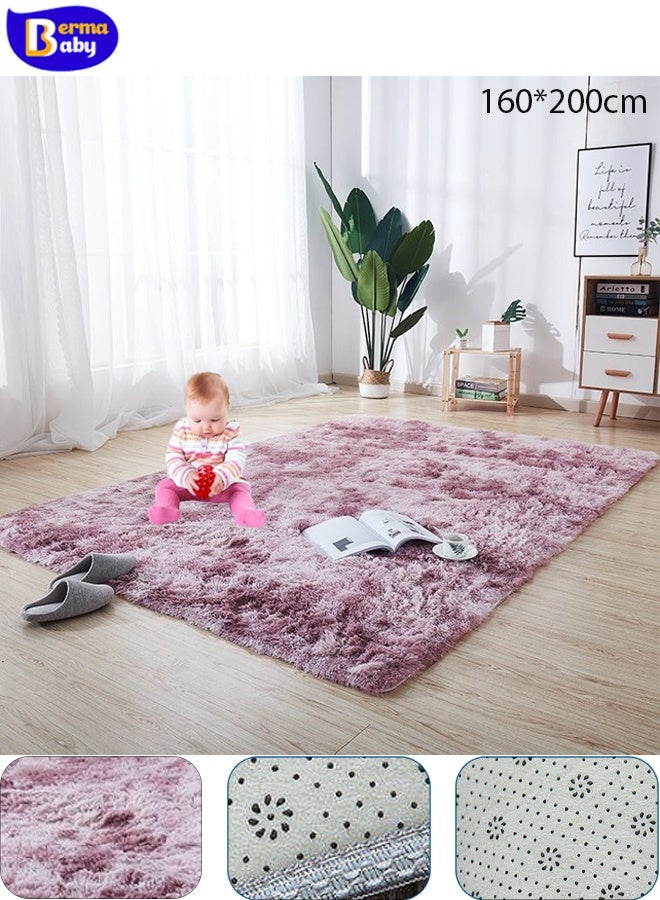 Berma Baby Velvet carpet, long shag carpet, modern carpet, fluffy living room carpet, super soft indoor carpet, suitable for bedroom, dining room home decoration, pink 160*200 cm - Image 1