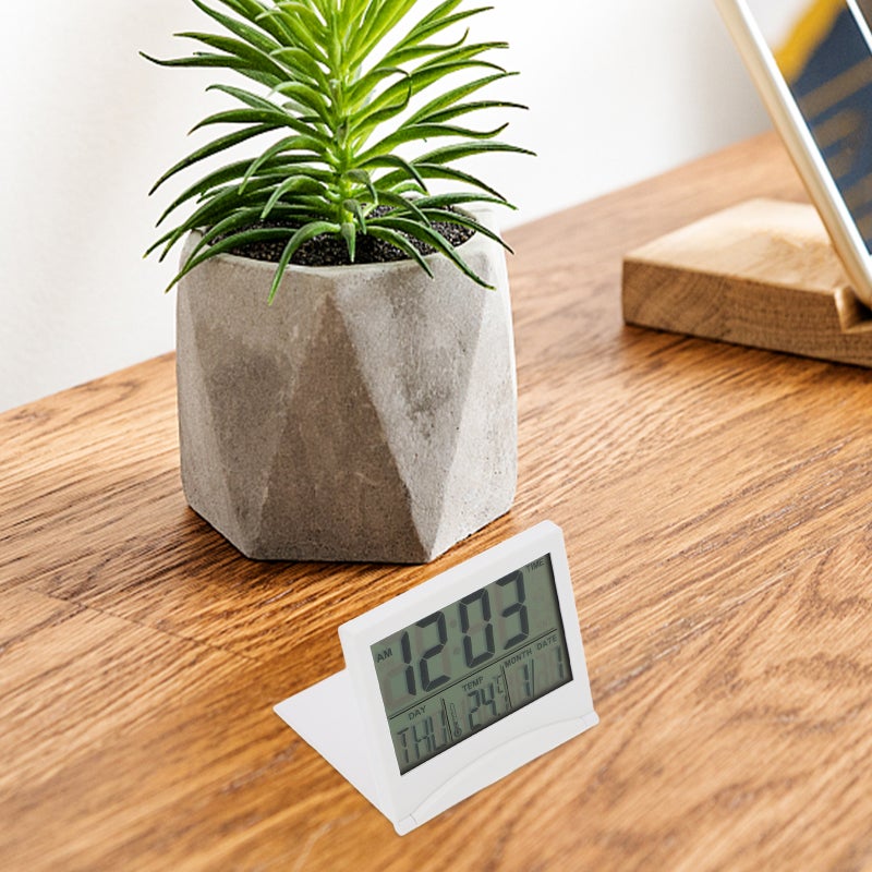Alarm Clock Foldable Alarm Clock Calendar Temperature Display Clock - Image 5