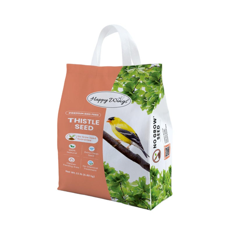 Happy Wings Nyjer Thistle Seeds for Wild Birds 15 lbs No Grow Premium Bird Seed Attracts Finches, Goldfinches, Ideal for Year-Round Feeding High in Protein and Energy. - Image 3