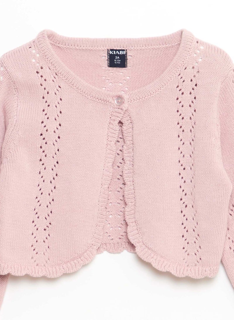 Kiabi Open Knit Bolero Pink - Image 2
