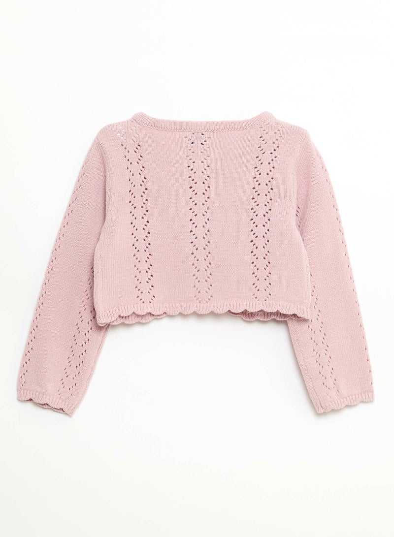 Kiabi Open Knit Bolero Pink - Image 3