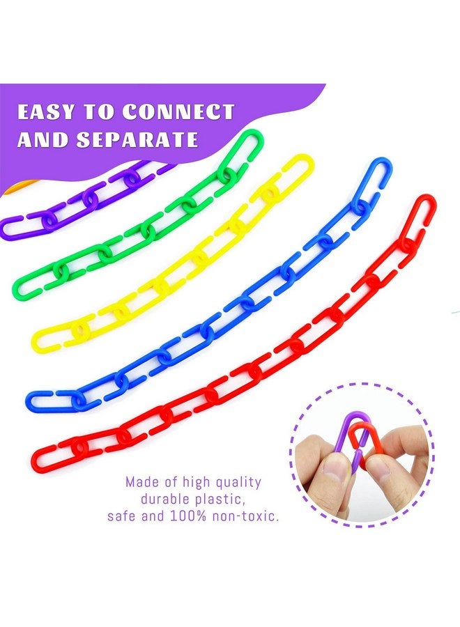 JIALEEY 100PCS Plastic Chain Links, Children's Learning Toy, Mix Color Rainbow DIY C-Clips Chains Hooks Swing Climbing Cage Toys for Bird Sugar Glider Rat Parrot - Image 3