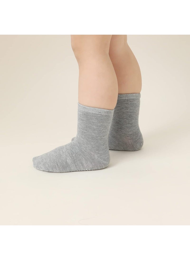6 Pairs Of Cotton Non-Slip Striped Baby Socks for Kids Boys' Socks Girl Socks Grey - Image 3