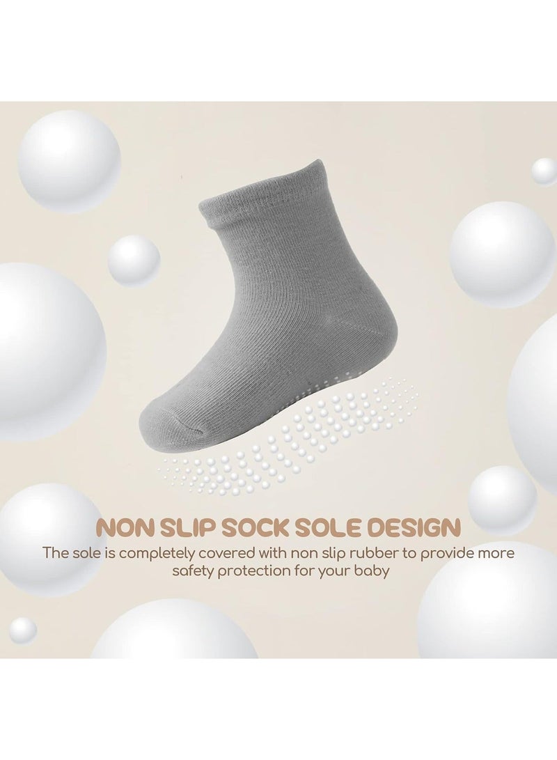 6 Pairs Of Cotton Non-Slip Striped Baby Socks for Kids Boys' Socks Girl Socks Grey - Image 4