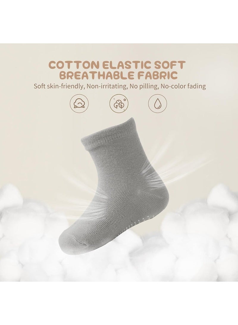 6 Pairs Of Cotton Non-Slip Striped Baby Socks for Kids Boys' Socks Girl Socks Grey - Image 2