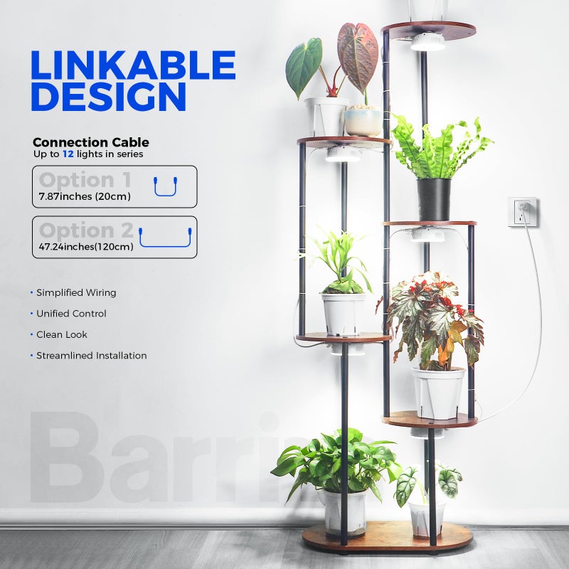 Barrina Orbgrow OG09 Puck LED Grow Light, 5000K 18W(2 x 9W, 270 Watt Equiv), Plant Lights for Indoor Plants Full Spectrum, Magnetic & Linkable, Small Grow lamp, Perfect for Plant Shelf, 2 Packs - Image 3