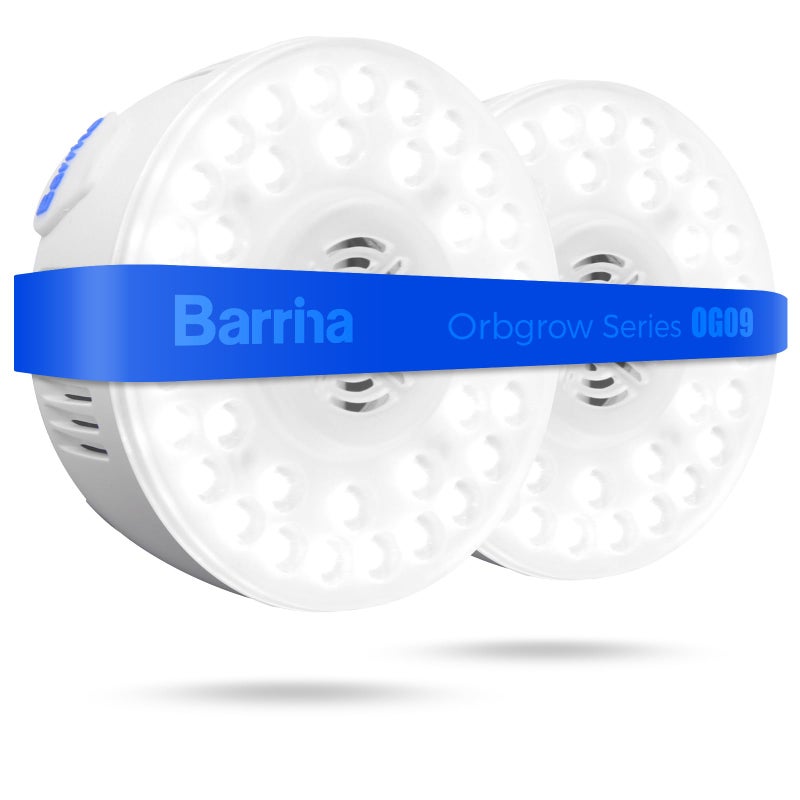 Barrina Orbgrow OG09 Puck LED Grow Light, 5000K 18W(2 x 9W, 270 Watt Equiv), Plant Lights for Indoor Plants Full Spectrum, Magnetic & Linkable, Small Grow lamp, Perfect for Plant Shelf, 2 Packs - Image 1