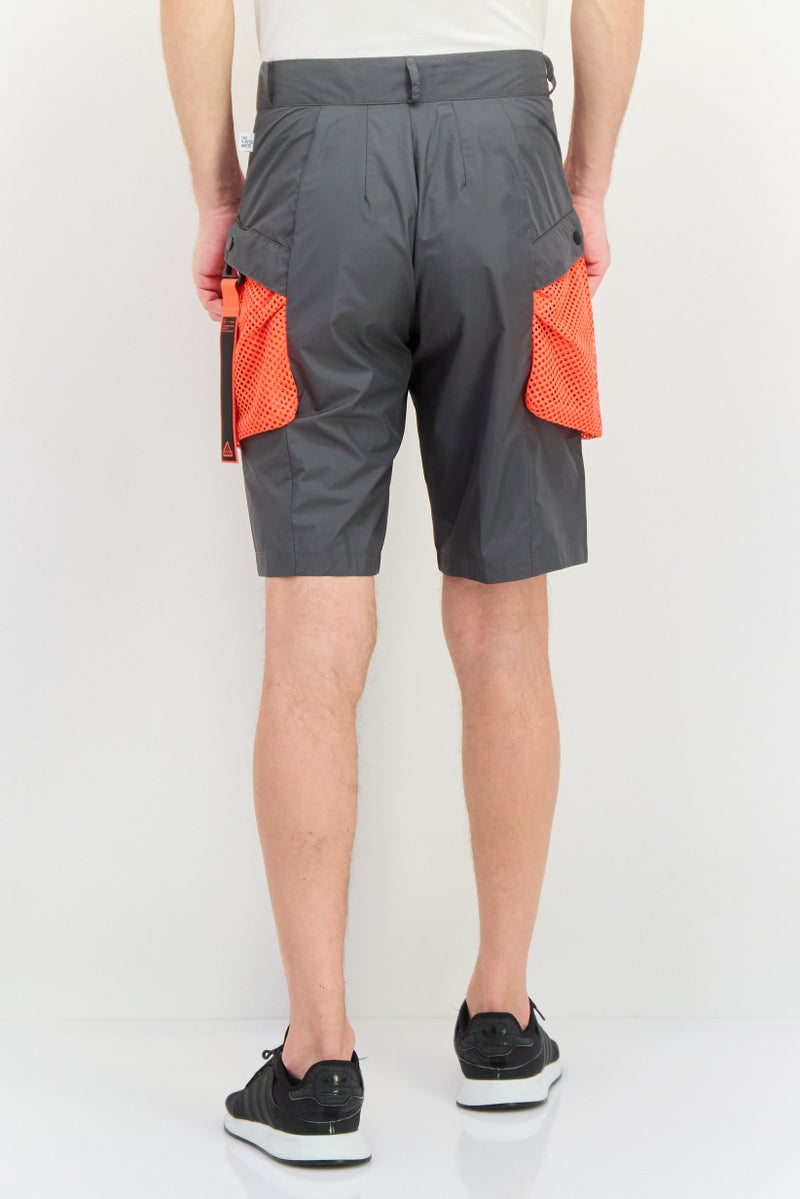 Adidas Men Sportswear Fit Drawstring Outdoor Shorts, Grey/Orange - Image 3