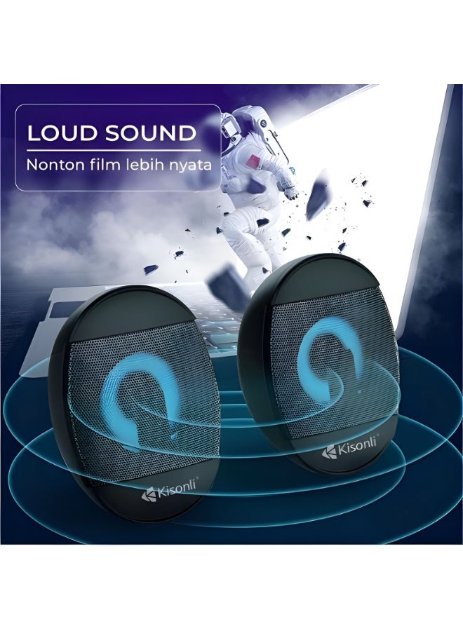 Kisonli L-7070 Multimedia Computer Speakers 2.0 Channel – Powerful Sound 3Wx2 – Color Changing Lighting – USB Connection - Image 5