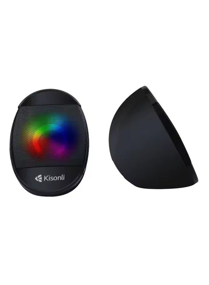 Kisonli L-7070 Multimedia 2.0 Channel Speakers, Colorful Lighting, High-Quality Sound, USB - Image 3