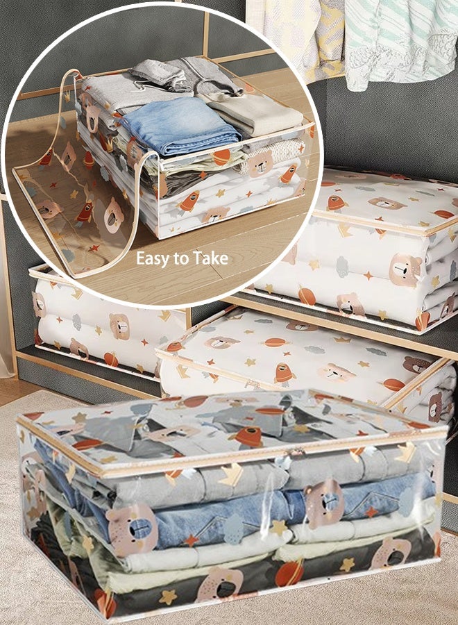 تخزين ملابس,حقيبة تخزين الملابس، حقيبة تخزين اللحاف بسعة كبيرة، مع نافذة شفافة، صندوق تخزين خزانة كبير بسحاب، للألحفة والبطانيات والفراش - Image 1