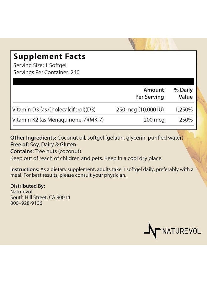 NATUREVOL Vitamin D3 + K2 Softgels for Immune Support - Image 2