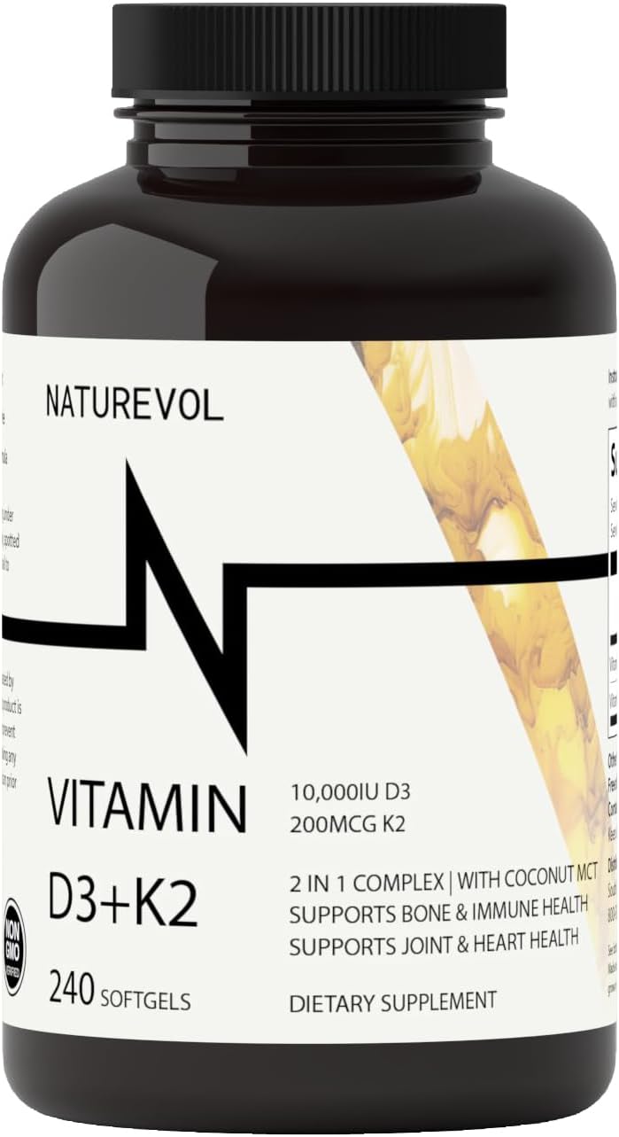 NATUREVOL Vitamin D3 + K2 Softgels for Immune Support - Image 1
