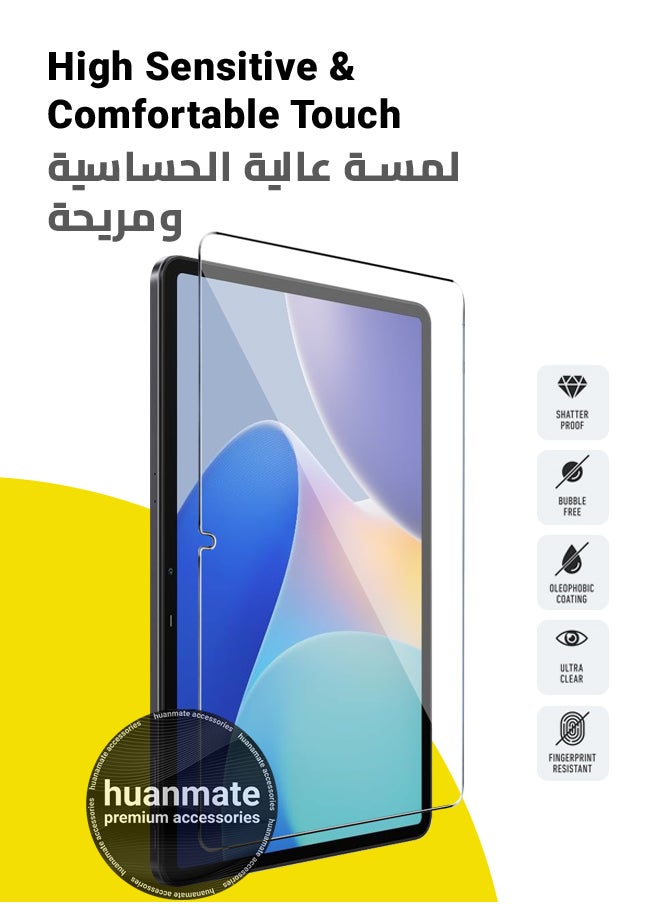 huanmate - 2 Pieces Infinix Xpad 11 Inch Tempered Glass Screen Protector – High Transparency, Delicate Touch, Anti-Explosion, Smooth Arc Edges, Easy Installation, Screen Protector for Infinix Xpad 11 Inch - Image 1