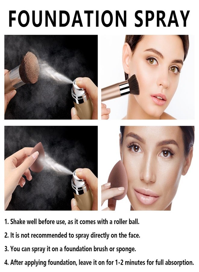 ليمونساك بخاخ كريم الأساس AirBrush Silky Mist مع برايمر وفرشاة، كريم أساس بتغطية كاملة للحصول على لمسة نهائية ناعمة ومشرقة، خفيف الوزن ومرطب (#2 بيج) - Image 3