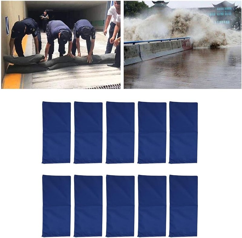 10pcs Dark Blue Flood Sandbags 600D Polyester Bendable Drawstring for Door Garage Basement - Image 4