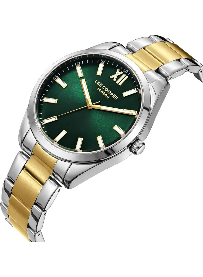 لي كوبر Lee Cooper Men's PC21S2M Movement Watch, Analog Display and Metal Strap - LC08015.270, Green