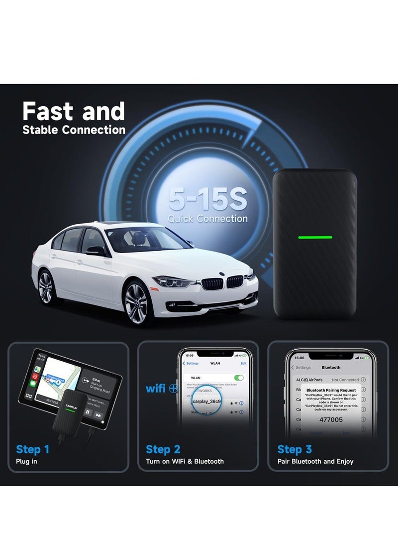 Y&D - Wireless CarPlay Adapter for iPhone 2023, 5.8 GHz Carplay Dongle Converts Factory Cars Wired to Wireless, Bluetooth Adapter, Support Online Upgrade iOS 10+ - Image 1