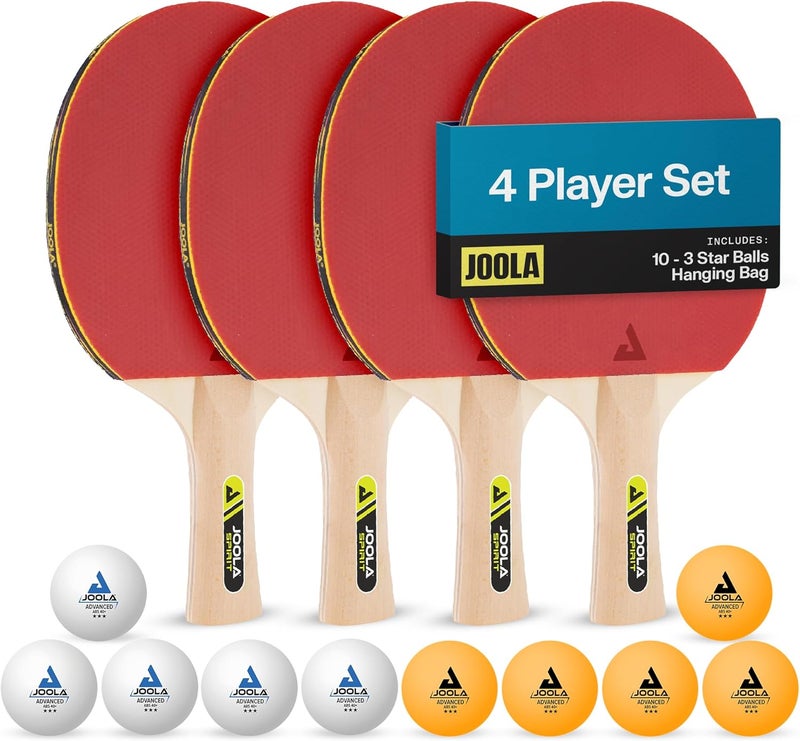 JOOLA Family Premium Table Tennis Set - 4 Paddles, 10 Training Balls, and Carrying Case for Indoor and Outdoor Play - Image 1