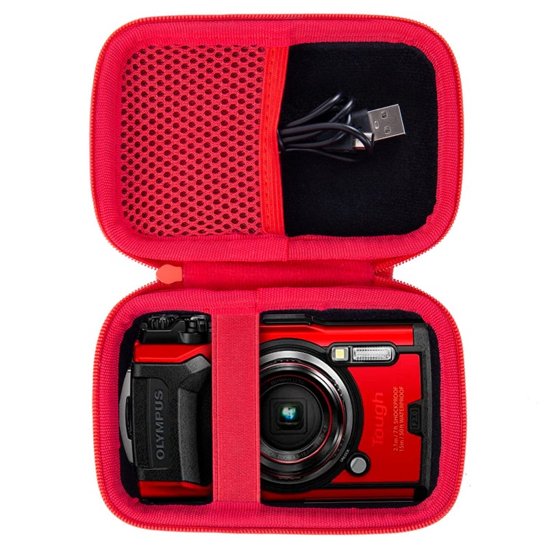 Aenllosi Hard Carrying Case Compatible with OLYMPUS Tough TG-6 / OM System Tough TG-7 Waterproof Camera(Case Only,Red) - Image 1
