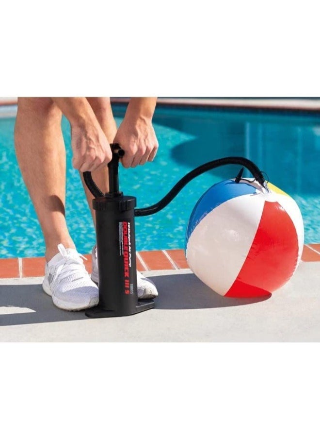VIO Two Way Double Quick Hand Pump Portable Inflator Deflator for Pumping Balloons Tyres Inflatable Beds Boats Rafts Pool Floats and Outdoor Camping Toys Black  - Image 2
