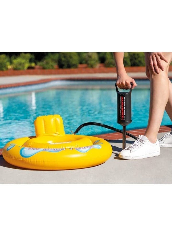 VIO Two Way Double Quick Hand Pump Portable Inflator Deflator for Pumping Balloons Tyres Inflatable Beds Boats Rafts Pool Floats and Outdoor Camping Toys Black  - Image 3