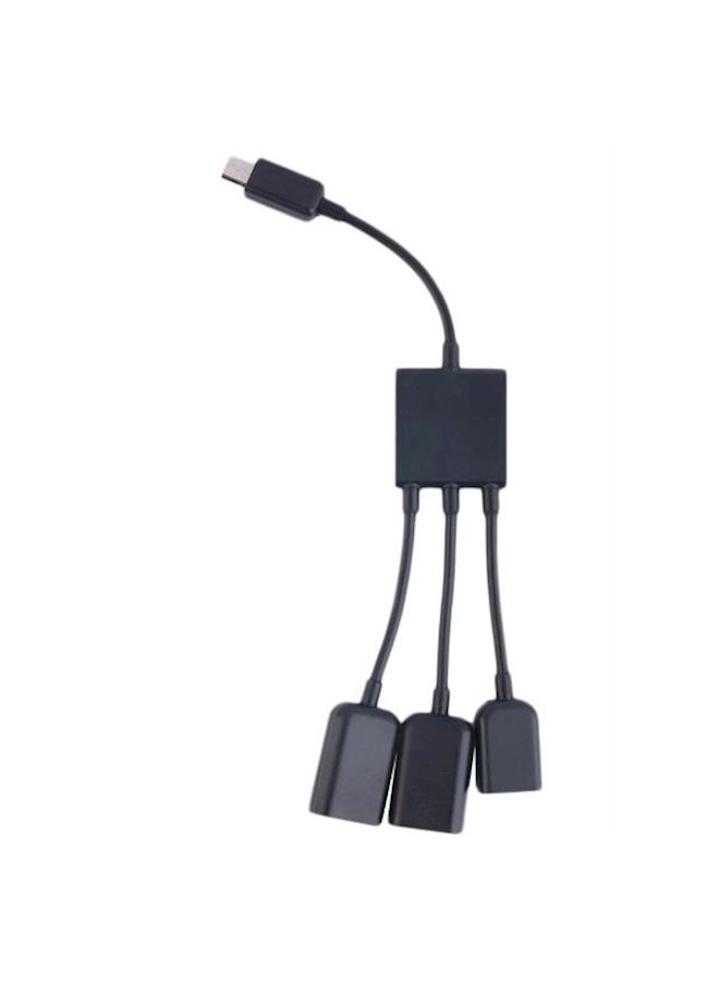 NIBEMINENT 3 in 1 Micro USB HUB Male to Female Double 2.0 Host OTG Adapter Cable Converter Extender Universal For Mobile Phones Black - Image 3