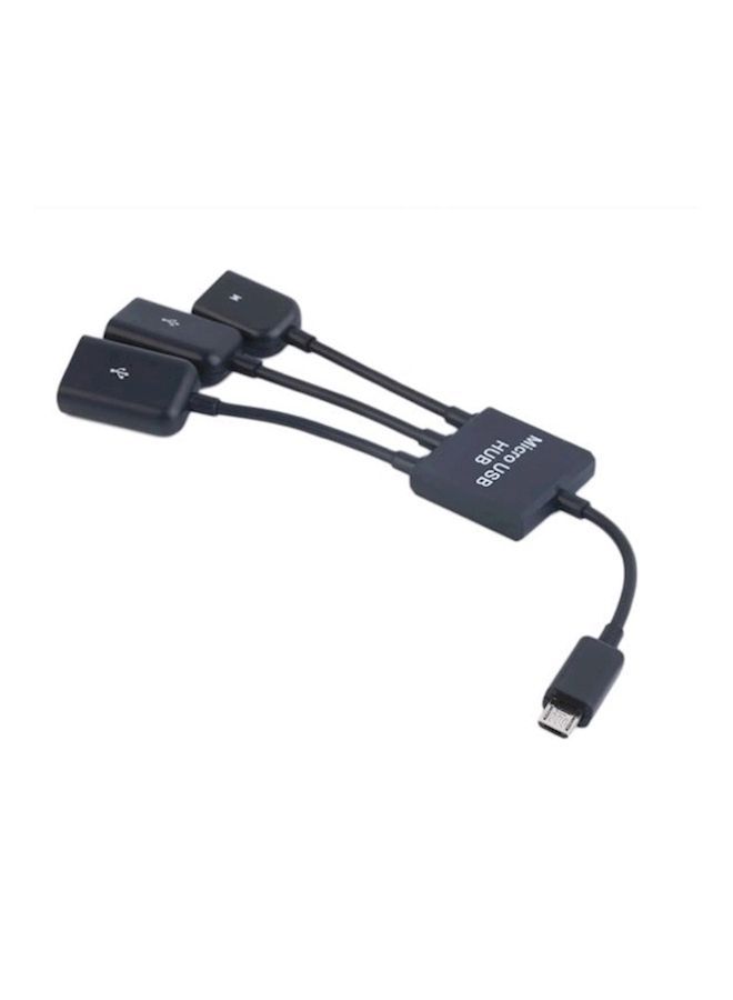 NIBEMINENT 3 in 1 Micro USB HUB Male to Female Double 2.0 Host OTG Adapter Cable Converter Extender Universal For Mobile Phones Black - Image 4