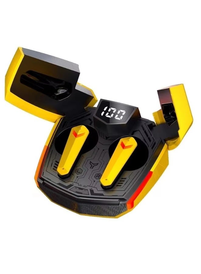 Wireless Gaming Earbuds, Low Latency Games Earphones Bluetooth V5.3 Headphones with Charging Case, Noise Cancelling True Wireless Stereo Games & Music Mode Home Outdoor Yellow - Image 1