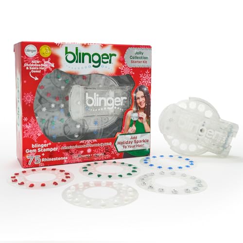 blinger Jolly Collection Hair Gem Stamper with 75 Festive Sparkle Gems Limited Edition Hair Jewelry for Girls Women Perfect for Christmas New Year Looks Birthdays DressUp Everyday Glam - Image 5