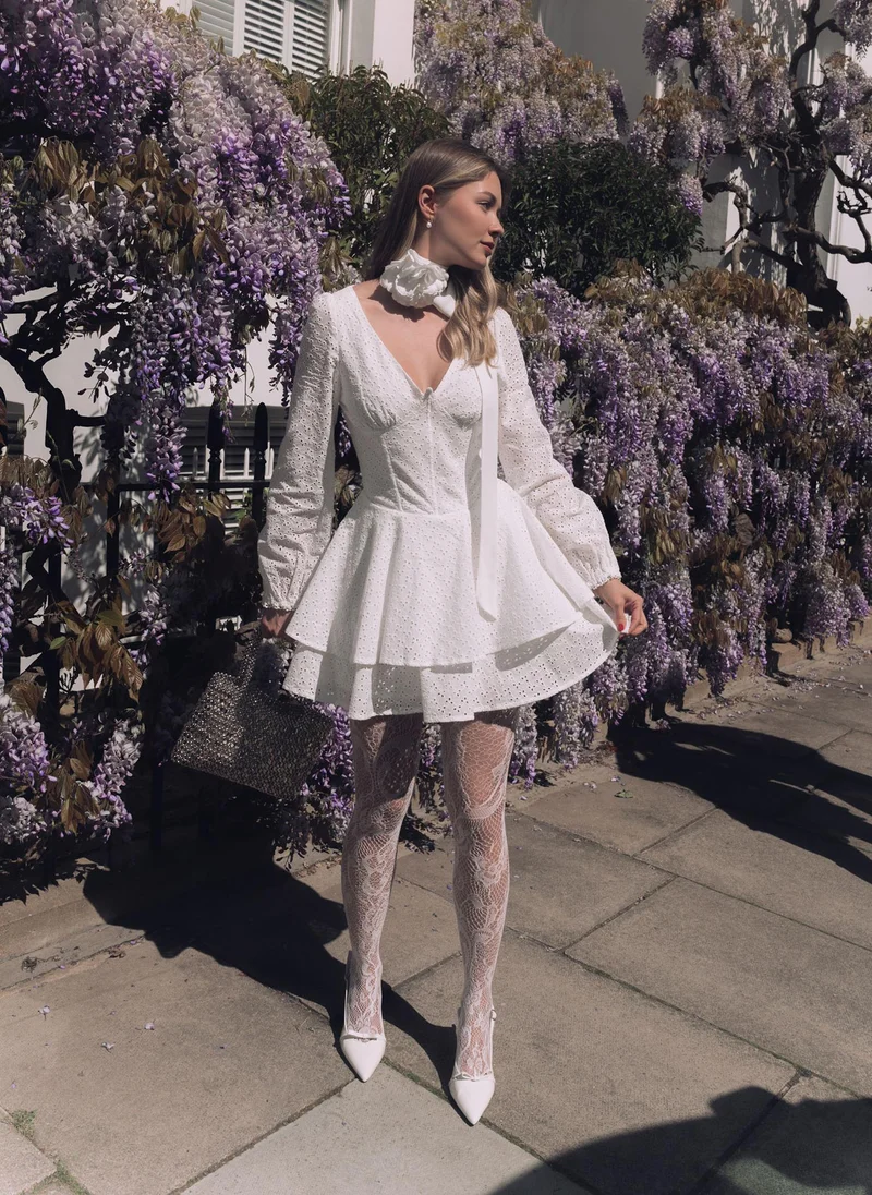 Lichi Fitted mini dress with corset bodice and puffy skirt