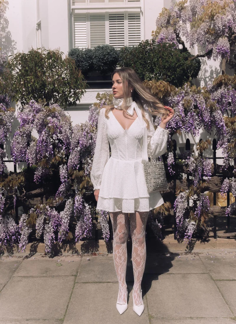 Lichi Fitted mini dress with corset bodice and puffy skirt