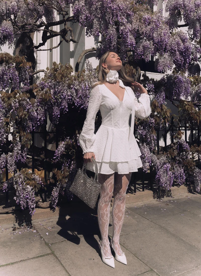 Lichi Fitted mini dress with corset bodice and puffy skirt
