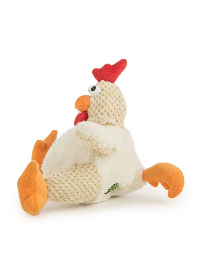 goDog goDog Checkers Fat Rooster Squeaky Plush Dog Toy, Chew Guard Technology - White, Large  - Image 2