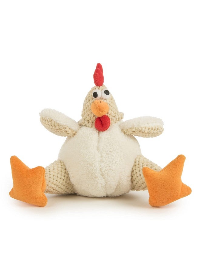 goDog goDog Checkers Fat Rooster Squeaky Plush Dog Toy, Chew Guard Technology - White, Large  - Image 1