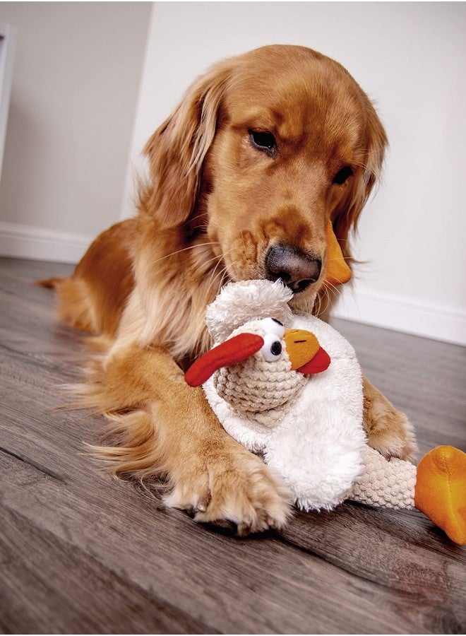goDog goDog Checkers Fat Rooster Squeaky Plush Dog Toy, Chew Guard Technology - White, Large  - Image 5